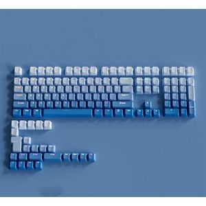 QPSJXN OEM-profiel PBT keycaps, gradiënten, RGB, backlit keycapset, compatibel met MX Switch mechanische toetsenborden in zwart, roze, grijs-wit voor doe-het-zelfprojecten (White Blue)