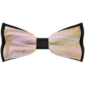 Roze met Gouden Marmer Elegante Strikjes Voor Mannen Verstelbare Pre-Gebonden Vlinderdas Stropdassen Voor Business Dagelijks Feest