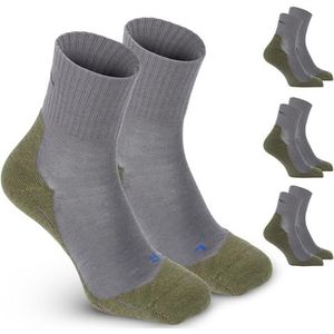 gipfelsport Wandelsokken van merinowol, sokken voor outdoor, trekking, trekkingsokken, wandelsokken met natuurlijke scheerwol voor dames, heren en kinderen, dun groen (3 x paar - set), 42-44