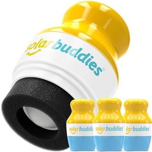 Solar Buddies Zonnebrandcrème Applicator - Pak van 3 blauwe - Herbruikbare roll-on sponsapplicator voor zonnebrandcrème, zonnebrand en lotion voor kinderen, volwassenen en gezinnen - Bevat 100 ml