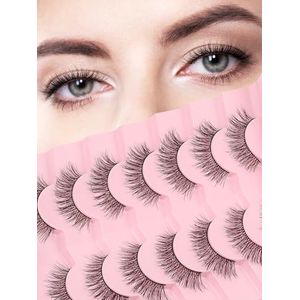 Wimpers Wispy Natuurlijke Kattenwimpers 15 mm Valse Wimpers Wispy Wispy Wimpers 3D Volume Strip Wimpers Dunne Katoenen Band Zachte Nep Wimpers Nertsen Wimpers Pack 7 paar