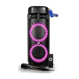 Vrijstaande luidspreker FestiSound SFX 206 LED – USB/SD/BT + microfoon en afstandsbediening, batterij 3600 mAh + USB-stick