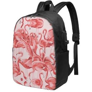DEXNEL Flamingo laptoprugzak voor meisjes en jongens, stijlvolle college school reizen casual dagrugzak boekentas, Zwart, Eén maat