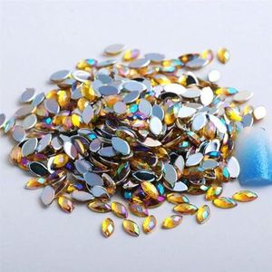 Een nagelsnoer, Acryl Paardenoog Platte Achterkant Strass DIY Decoratie Veelkleurig Meerdere Maten 100 Stuks(15 100Pcs,7x15mm)