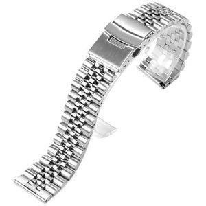 Roestvrij staal for jubileumband geschikt for Seiko SKX007/009 Recht uiteinde metalen horlogeaccessoires 18 19 20 21 22 24 mm massieve armband (Color : Silver-for Jubilee, Size : 18mm)