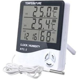 LCD Elektronische Digitale Temperatuur Outdoor Vochtigheid Meter Backlight Thermometer Sensor Hygrometer Weerstation For Thuis Klok Nauwkeurige Monitor(HTC-2)