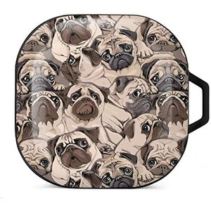 Pugs Portret Oordopjes Hoesje Compatibel met Samsung Hard Shell Beschermhoes Zwart-Stijl