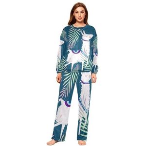 YOUJUNER Pyjama sets voor vrouwen, schattige lama alpaca decor winter warme nachtkleding zomer loungewear set pyjama nachtkleding set, Meerkleurig, M