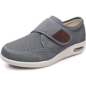 XRDSHY Diabetische schoenen voor mannen vrouwen met gezwollen voeten schoen, heren brede pasvorm klittenband pantoffels, slip on luchtgewatteerde zool brede schoenen wandelschoenen voor ouderen -SANTUO, donkergrijs-45EU/label49