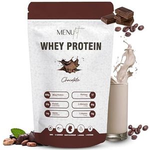 Menufit Whey Protein Poeder 500g, Chocolade Smaak, Chocolate Flavor, Eiwitpoeder voor spieropbouw, oplosbaar eiwitpoeder gemaakt van wei-eiwit, Choco.