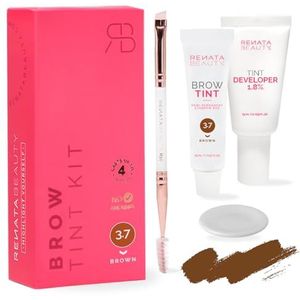 Renata Beauty Wenkbrauwtint Kit – Wenkbrauwverfset – Verfkit met Kleurverf, Crèmeontwikkelaar en Stylingborstel – Langdurig Effect tot 4 Weken – 30 Toepassingen [Bruin]
