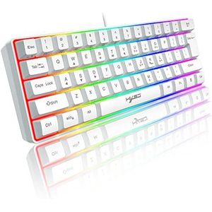 60% bedraad RGB-gamingtoetsenbord, 61-toetsen draagbaar mini-compact toetsenbord met 11 Chroma RGB-achtergrondverlichting, zwevende ABS-toetsenkap, volledige anti-ghosting-toetsen, USB Office/Game Mechanical Feel-toetsenbord voor pc-computer