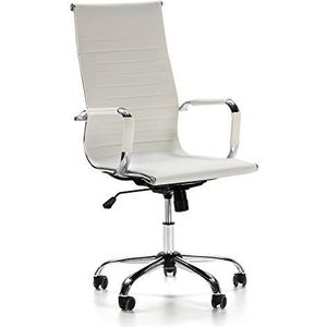 VS Venta-stock Bureaustoel Londen, wit, kunstleer, managersstoel met verdikte hoofdsteun en zitting, in hoogte verstelbaar, ergonomisch design