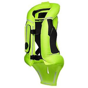 Airbagvest voor dames en heren, motorcross-airbag-rijjack met reflecterende strip, moto-airbag voor volwassenen met rugpantser,L, long green