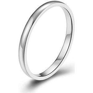 2 mm eenvoudige ring met enkel uiteinde for koppels for titanium stalen vacuüm vergulde paarse ring (Color : Steel, Size : 7#)