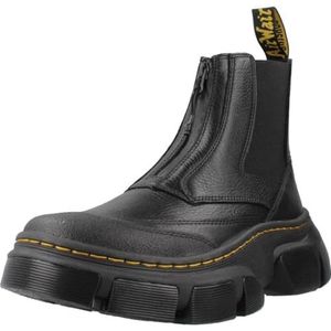 Dr. Martens Chelsea-laarzen van zwart leer, dikke zool met tractordesign, elastisch aan de zijkant, Zwart, 40 EU