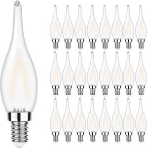 KYPSZQPSH Lage Watt 1.5W Frosted Witte LED Kroonluchter Gloeilampen Dimbare Vlam Tip Vormige E12 E14 Kandelaar Kaars Lamp for Plafondventilator(Color:E12 110V,Size:25PCS_2700K_1.5W)