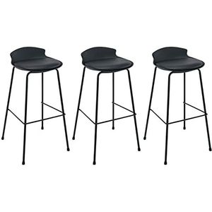 ShuuL Set van 3 barkrukken van kunstleer barstoelen, barkruk op toonhoogte met lage rug en metalen poten, massief metalen voetensteun, keukeneilandkruk voor bar, woonkamer, keuken