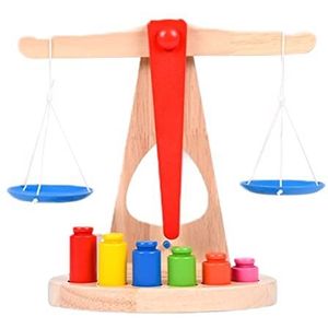 FEEL YAN Houten balansschaal speelgoed, Montessori wiskunde materialen balans schaal spel speelgoed set kleuterschool educatief leren speelgoed voor kinderen kind peuter