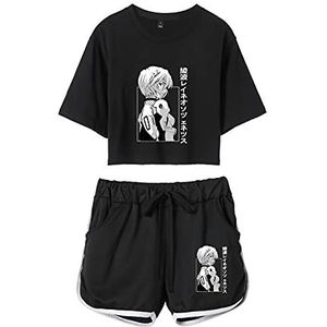 flowereyes Vrouwen Meisjes Ayanami Rei Mode Trainingspak Set Ayanami Rei top & Shorts 2 Delige Set Zomer Casual pyjama