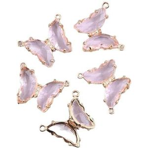 Glanzende kristallen vlinderhangers connectoren vlinder glaskralen bedels voor doe-het-zelf kettingen armbanden sieraden maken 20x15mm-18 roze-5st