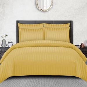 Pamposh Satijnen Gestreepte Kingsize Dekbedovertreksets - Premium Hotelkwaliteit Dekbedovertrek Beddengoed Sets - Hypoallergeen Ultrazacht Microvezel Beddengoed