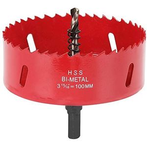 Gatenzaag 150 mm, sneldraaistaal HSS M42 bimetalen gatenzaag, gatfrees met zeskantige schacht en boor voor hout, gipsplaten en metaalplaat, 1 stuks rood