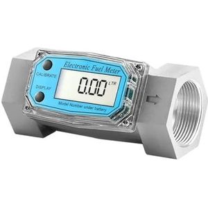 Stroommeter, 2 inch 3/4 kleine digitale vloeistofturbine waterstroommeter turbine for water brandstof diesel benzine(1.5inch,Aluminum alloy)