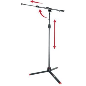 Gator Frameworks ID Series Tripod Mic Stand with 26"" Dual Section Adjustable Boom Arm, Fully Collapsable into Compact Cylinder Shape (GFW-ID-MIC)