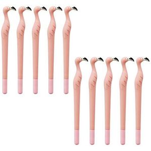 NUOBESTY Cartoon Gel Pens 0.5mm Flamingo Rollerball Schrijven Pen voor Home Office 10 stks 3*19.3cm roze