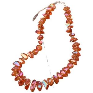 Women Collar Choker Necklaces For Women Rough Chunky Crystal Stone Short Necklace Wedding Party Jewelry Gifts (Color : Dark Orange Silver)