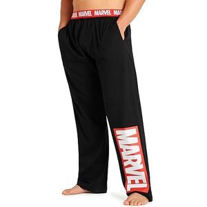 Marvel Avengers heren tieners pyjamabroek, comfortabele nachtkleding, loungebroek, cadeaus voor hem, Zwart Marvel Logo, M