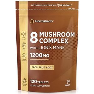 Paddenstoelen Complex met Reishi, Shiitake, Maitake, Chaga, Lions Mane, Cordyceps en meer! | | 120 Veganistische Capsules | Mushroom Complex Pillen | van Horbaach