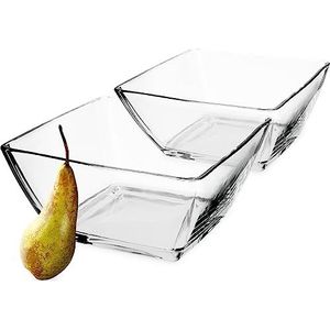 KADAX Glazen kom, 18,8 x 13,1 x 8,9 cm, fruitschaal van robuust glas, klassieke slakom, vaatwasmachinebestendige glazen schaal, transparante snackschaal voor fruit, transparant, 2 stuks