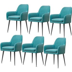 GEIRONV Fluwelen zitting eetkamerstoelen set van 6, for restaurant vergaderzaal stoelen met rugleuning en gewatteerde zitting keukenstoelen metalen poten fauteuil Eetstoelen (Color : Light Blue, Siz