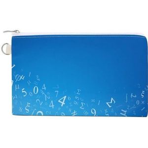 Blauwe Achtergrond Met Nummers Kleine Portemonnee Leuke Geld Zakken Reizen Portemonnee Canvas Pouch Mini Change Bag