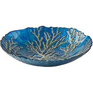 Anton Studio Designs - Decoratieve kom - Grote tafelkom - Diameter: 32 cm - Decoratieve glazen kom voor woningdecoratie - Gold Coral