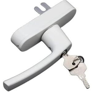 Raamgreep, booggreep met slot, binnen- en buitendeur, open badkamer, balkon, gebroken brug, aluminium raamgreep, binnen- en buitendeur (wit)(Wit)