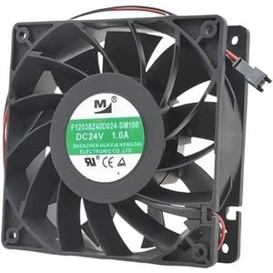 F12038Z40D024-SM100 120mm 24V 1.0A hoge luchtstroom koelventilator, 5000RPM, 212,57 CFM, dubbele kogellagers voor omvormer, voeding