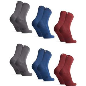 DANISH ENDURANCE Bamboe Sokken, Anti-Zweet Sokken, Antibacterieel, voor Mannen & Vrouwen, Unisex, 6 Paar, Veelkleurig (2x Blauw, 2x Grijs, 2x Wijnrood), 39-42