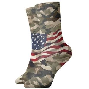 UVBDF Amerikaanse Vlag Camouflage Ademend Comfort Sokken, Vochtafvoerende Zachte Sokken voor Dagelijkse Slijtage En Gym