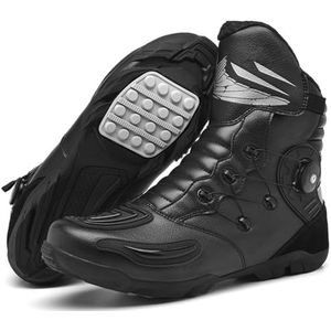 Hiuzylqx Leren motorschoenen voor heren, waterdichte straatcrosslaarzen, casual ademend, antislipzool, enkelondersteuning en schakelpad,A,37 EU
