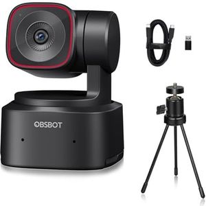 OBSBOT Tiny 2 Lite, PTZ 4K Webcam 1080P @60fps HDR PC Camera met AI-tracking, micros met ruisonderdrukking AI, statief, gebarenbediening, autofocus, plug & play, ideaal voor gaming of