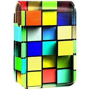 Gepersonaliseerde Lippenstift Geval Draagbare Make-up Tas Cosmetische Pouch Lippenstift Houder Make-up Organizer Kleur Multidimensionale Structuur, Meerkleurig, 9.5x2x7 cm/3.7x0.8x2.7 in