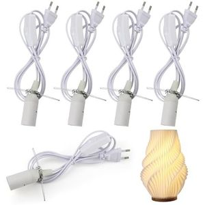 EU Stekker Lampaansluiting 2 Stuks E14 Lampfitting Met Kabel En Schakelaar - 1,8 M Snoer, EU-stekker, Max. 40 W - Voor Zoutlampen En Doe-het-zelf Verlichting 1.8 Meter Lampkabel