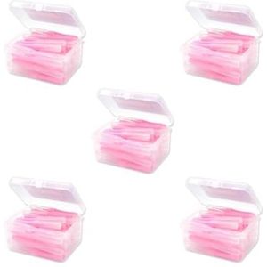 5 Set 40 Stuks Interdentale Borstel Floss Push-Pull Tanden Borstels Handheld Outdoor Mondhygiëne Tool Huishoudelijke Vakantie Roze 0.7mm