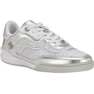Guess Women's PRITIE Sneaker, Silver Rhinestone 040, 11