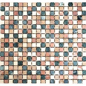 Mozaïektegel marmer natuursteen crème beige rood groen willekeurig voor vloer muur badkamer wc douche keuken tegelspiegel tegelverkleeding badkuip mozaïekmat mozaïekplaat