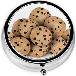 Pillendoosje met spiegel, retro pillendoosje met 3 vakken, voedsel, chocoladeschilfers, koekjes, kleine pillenorganizer voor portemonnee of zak, decoratieve metalen medicijnen, vitamine-organizer,