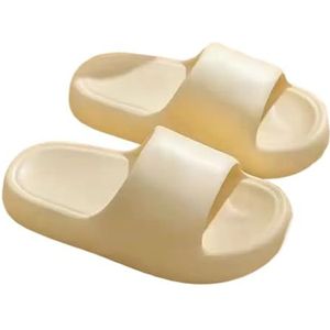 UBOHUZ Slippers voor vrouwen, Eva, zomerhuis, badkamer, antislip dikke zool, extern dragen van sandalen voor badkamer, zwembad, Geel, 41 EU